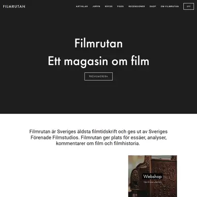 Tidskriften Filmrutan startsida 2023