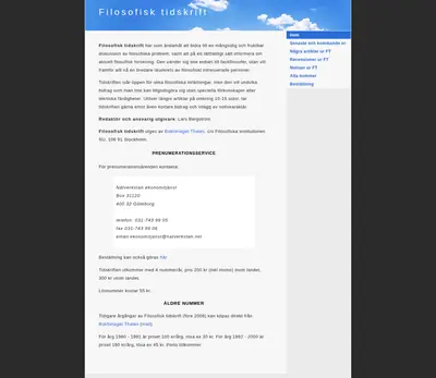 Filosofisk Tidskrift startsida 2019