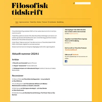 Filosofisk Tidskrift startsida 2024