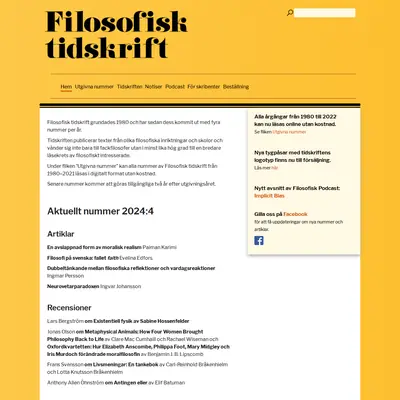 Filosofisk Tidskrift startsida 2025
