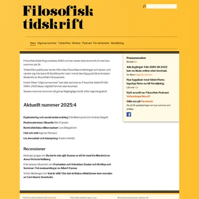 Filosofisk Tidskrift startsida 2026