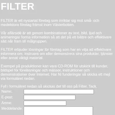 Filter startsida 2001