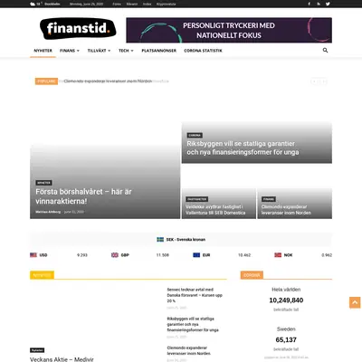 Finanstid.se startsida 2020