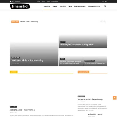 Finanstid.se startsida 2021