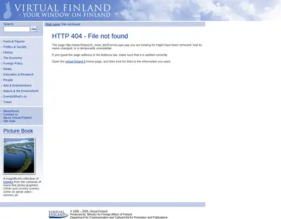 TV Finland startsida 1999