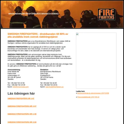 Swedish Firefighters startsida 2008