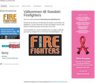 Swedish Firefighters startsida 2013