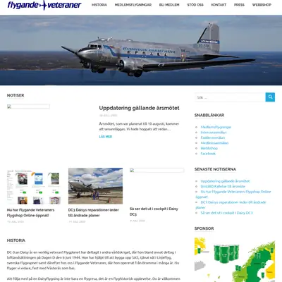 Flygande Veteraner startsida 2020