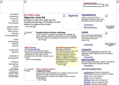 Forskning och Framsteg startsida 2002