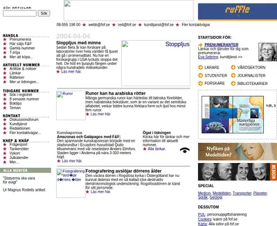 Forskning och Framsteg startsida 2004