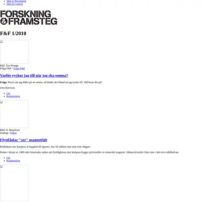 Forskning och Framsteg startsida 2010