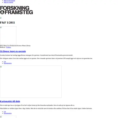 Forskning och Framsteg startsida 2011
