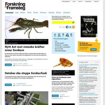 Forskning och Framsteg startsida 2013