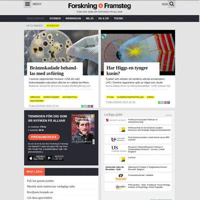 Forskning och Framsteg startsida 2016