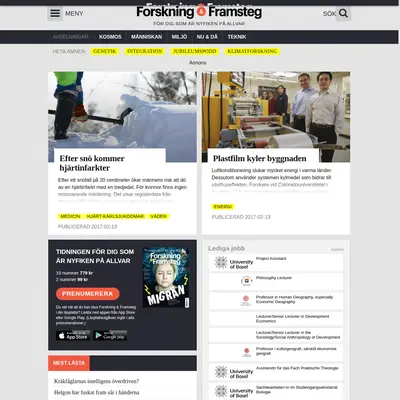 Forskning och Framsteg startsida 2017