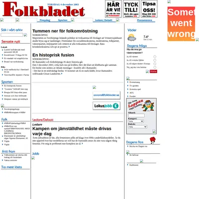 Folkbladet Norrköping startsida 2004