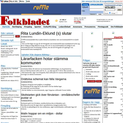 Folkbladet Norrköping startsida 2006
