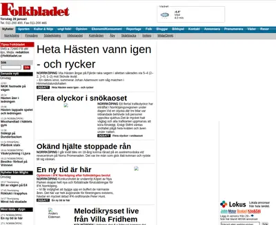 Folkbladet Norrköping startsida 2010