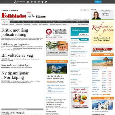 Folkbladet Norrköping startsida 2014