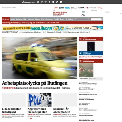 Folkbladet Norrköping startsida 2017