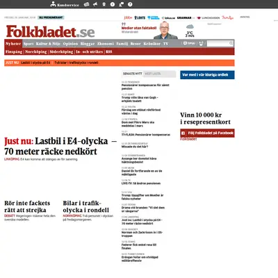 Folkbladet Norrköping startsida 2018