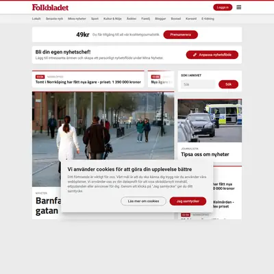 Folkbladet Norrköping startsida 2020