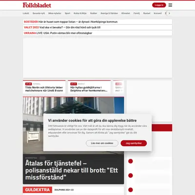 Folkbladet Norrköping startsida 2022