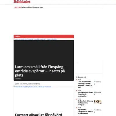 Folkbladet Norrköping startsida 2024
