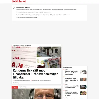 Folkbladet Norrköping startsida 2025