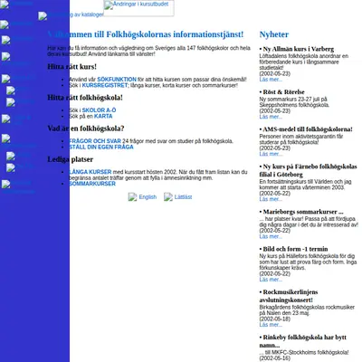 Folkhögskolan startsida 2002