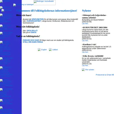 Folkhögskolan startsida 2003