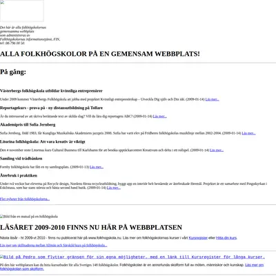 Folkhögskolan startsida 2009