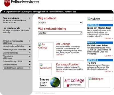 Folkuniversitetet startsida 2000