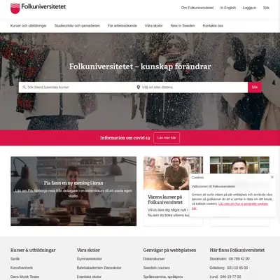Folkuniversitetet startsida 2021