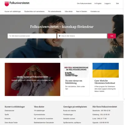 Folkuniversitetet startsida 2024
