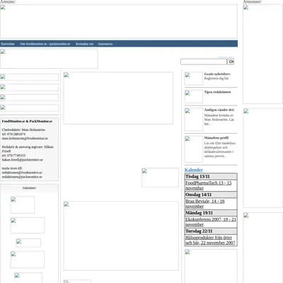 FoodMonitor.se startsida 2009