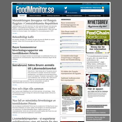 FoodMonitor.se startsida 2014