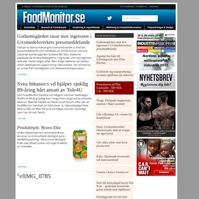 FoodMonitor.se startsida 2015