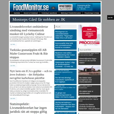 FoodMonitor.se startsida 2017