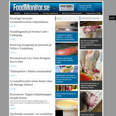 FoodMonitor.se startsida 2018