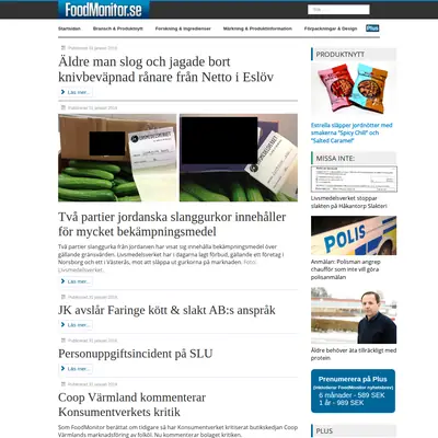 FoodMonitor.se startsida 2019