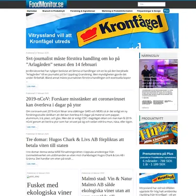 FoodMonitor.se startsida 2020