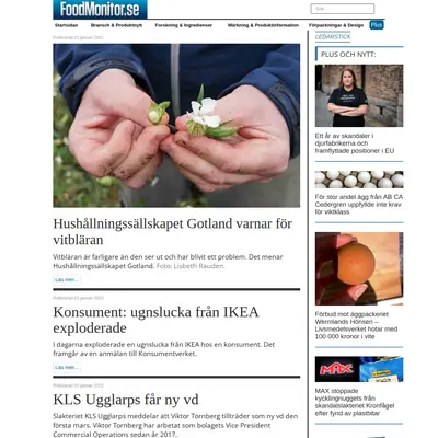 FoodMonitor.se startsida 2022