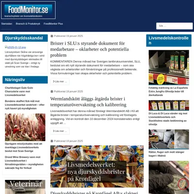 FoodMonitor.se startsida 2025