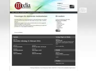 Nytt från Media, www.foreningenmedia.se startsida 2011