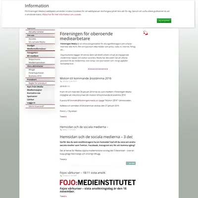 Nytt från Media, www.foreningenmedia.se startsida 2016