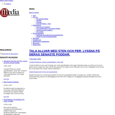 Nytt från Media, www.foreningenmedia.se startsida 2019