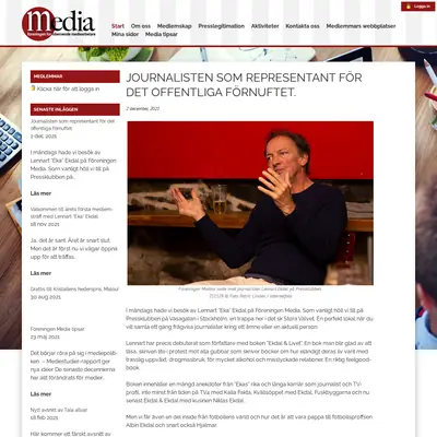 Nytt från Media, www.foreningenmedia.se startsida 2022