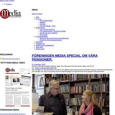 Nytt från Media, www.foreningenmedia.se startsida 2023