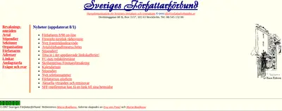 Sveriges Författarförbund, forfattarforbundet.se startsida 1999